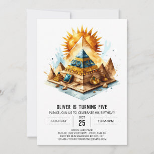 Convite Crianças Douradas Pirâmides Antigas do Egito Anive