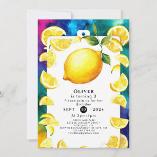 Convite Crianças Editáveis Lemon Birthday