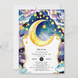 Convite Crianças Editáveis Lua Aniversário