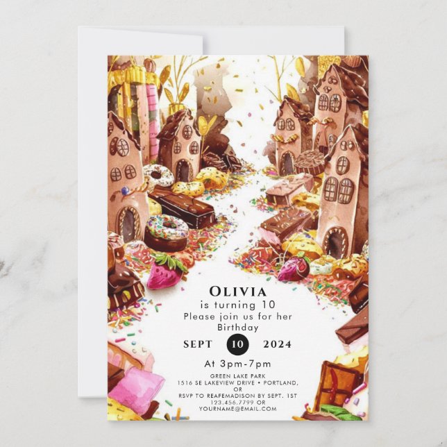 Convite Crianças Encantadas Chocolate Birday (Frente)