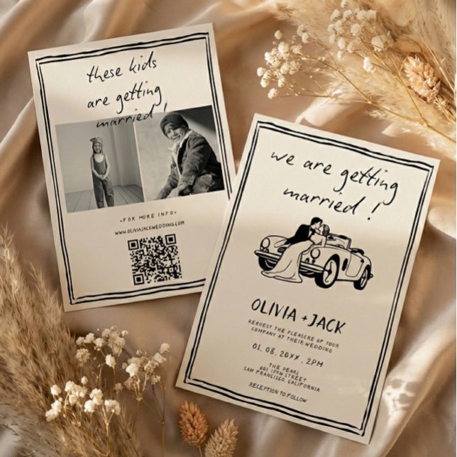 Convite Crianças Estão Casando Código QR de Foto Casamento (Criador carregado)