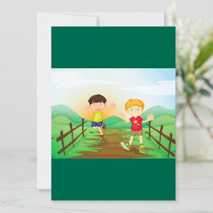Convite Crianças Felizes Brincando ao Ar Livre