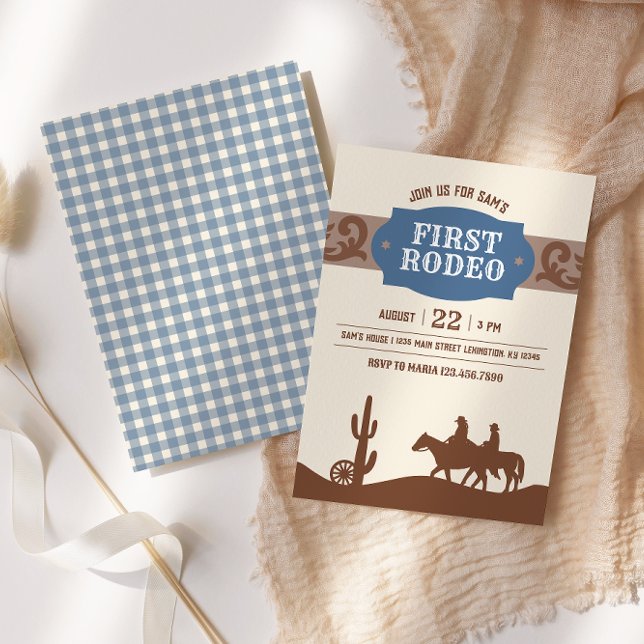Convite Crianças Festa de aniversário Azul Rodeo Azul (Criador carregado)