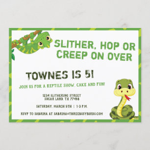 Convite Crianças - Festa de aniversário  Cobra e Lizard