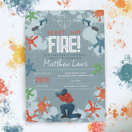 Convite Crianças, Festa de aniversário moderna do Paintbal