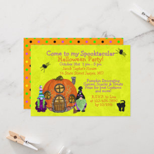Convite Crianças Festa de Halloween dos Gnomos Spooktacul