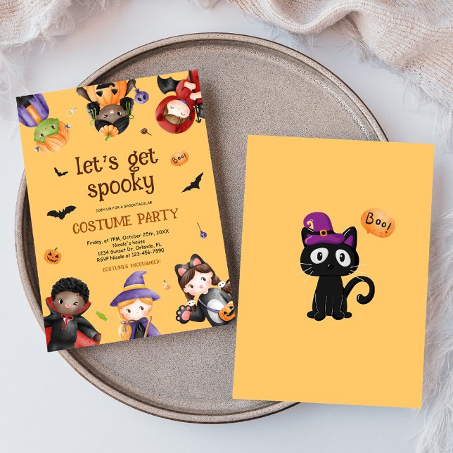 Convite Crianças Festas de Festa de Halloween Bonito Estra (Kids Costume Halloween Party Cute Spooky Funny Invitation)