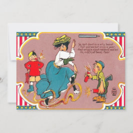 Convite Crianças Fireworks Brincadeira Mulher