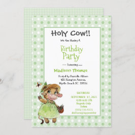 Convite Crianças Garotas de Vaca Bonita Festa de aniversár