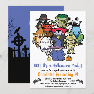 Convite Crianças Halloween Aniversário