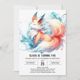 Convite Crianças Jovens Fox Birthday