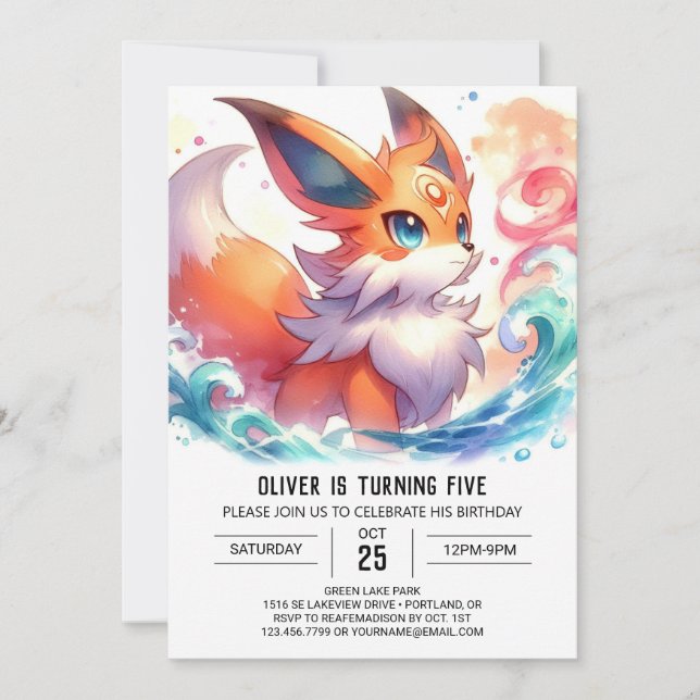 Convite Crianças Jovens Fox Birthday (Frente)