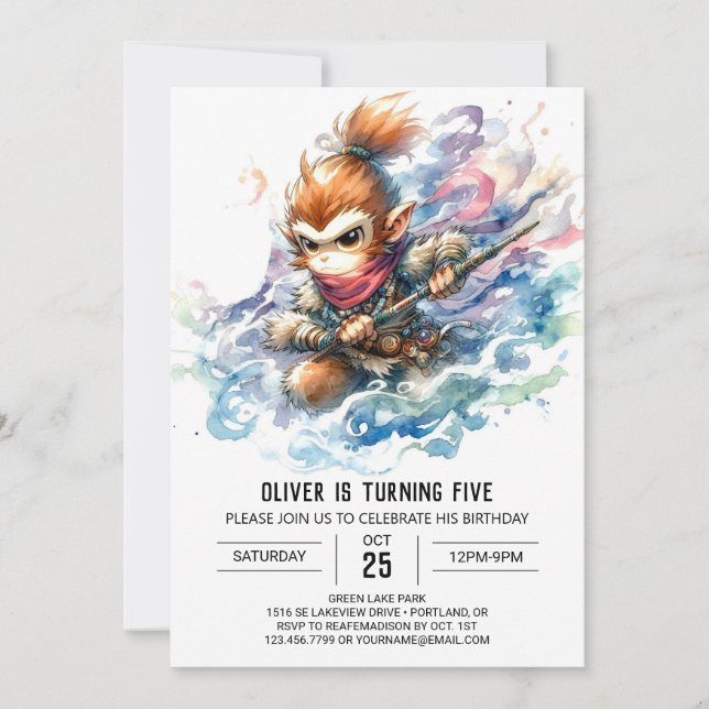 Convite Crianças Macaco Chic Aniversário (Frente)