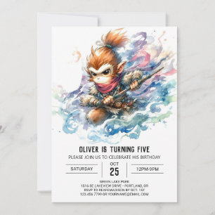 Convite Crianças Macaco Chic Aniversário