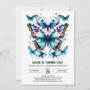 Convite Crianças modernas Borboleta Garoto Aniversário