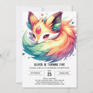 Convite Crianças Modernas Fox Birthday