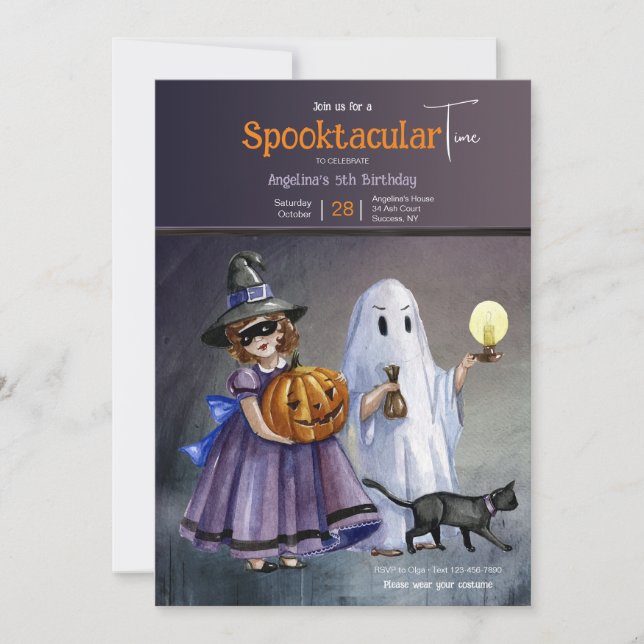 Convite Crianças na Festa de aniversário do Fusume Hallowe (Frente)