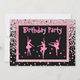 Convite Crianças Negras de Ballerina Sparkle Aniversário