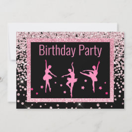 Convite Crianças Negras de Ballerina Sparkle Aniversário
