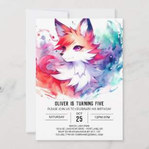 Convite Crianças Pastel Fox Birthday