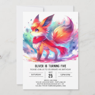 Convite Crianças Pastel Fox Birthday