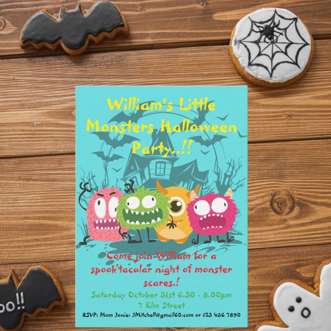 Convite Crianças Pequenos Monstros Festa de Halloween (Little Monsters Halloween Party  Invite)