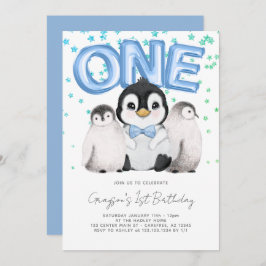 Convite Crianças Pinguins Cujos Primeiros primeiros aniver