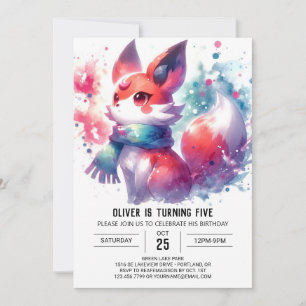Convite Crianças Russas Fox Birthday