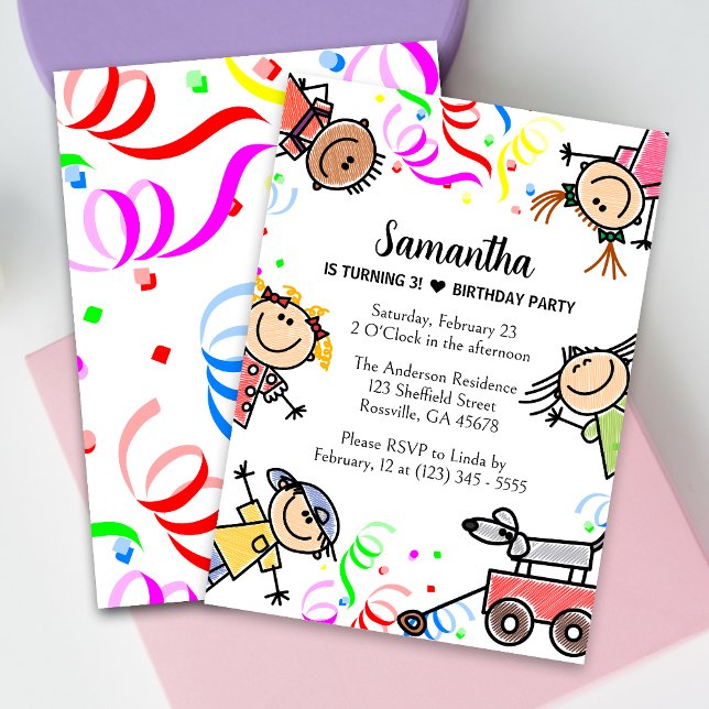 Convite Crianças são corriqueiras (Make your child's party unforgettable with our vibrant confetti-themed birthday card! Sprinkle fun!)