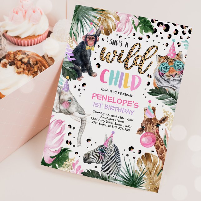 Convite Crianças Selvagens Leopardo Imprimem Animais Safar (Criador carregado)