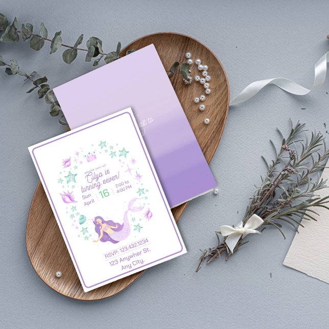 Convite Crianças Sereia Splash (Kids Mermaid Birthday Splash Invitation)