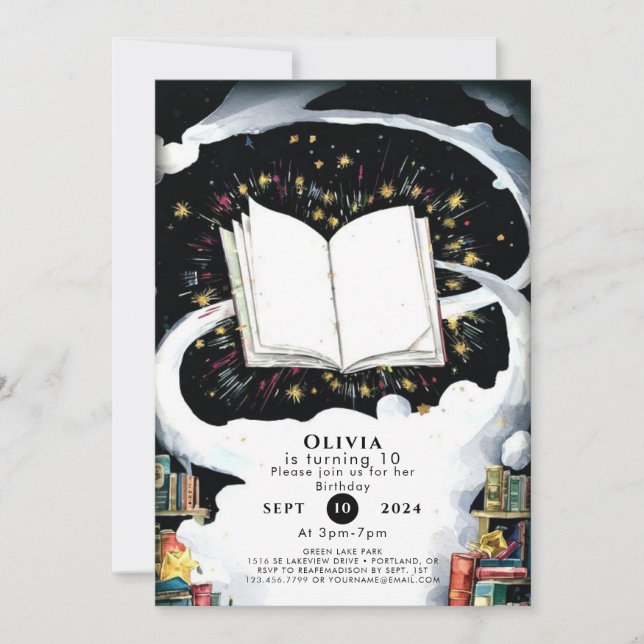 Convite Crianças Simples Fairytale Storybook Aniversário (Frente)