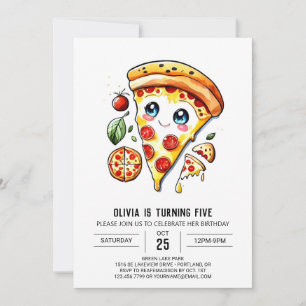 Convite Crianças Simples Pizza Aniversário