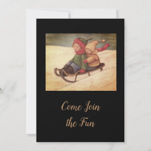 Convite Crianças trenó na neve