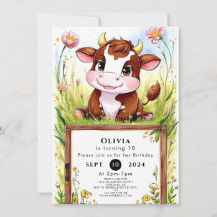Convite Crianças: Vaca Aquarela