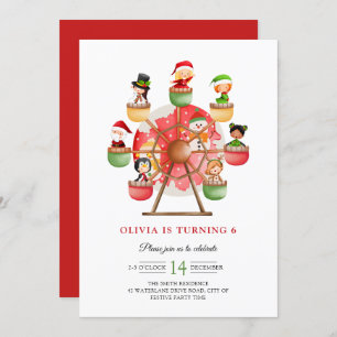 Convite Crianças Winter Wonderland Ferris Wheel Xmas Anive