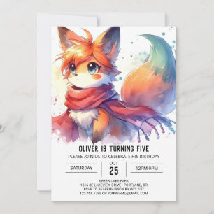 Convite Crianças Woodland Fox Birthday