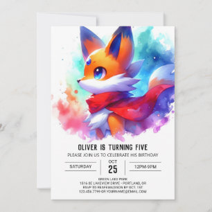 Convite Crianças Woodland Fox Birthday