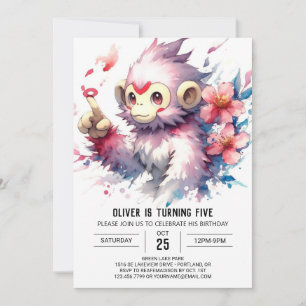 Convite Crianças Woodland Monkey Birthday