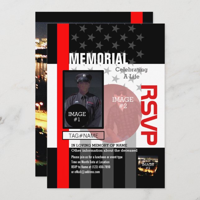 Convite Criar seus próprios com 4 imagens e 12 linhas de (Frente/Verso)