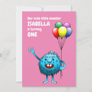 Convite Criatura charmosa segurando balões