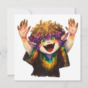Convite Criatura de fantasia Whimsical com sorriso brilhan