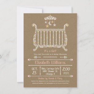 Convite Crib Elegante —Convite para Chá de Garota