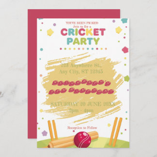 Convite Cricket Birthday Party Sports Invitation