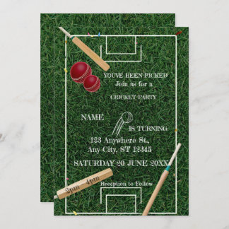 Convite Cricket Birthday Party Sports Invitation