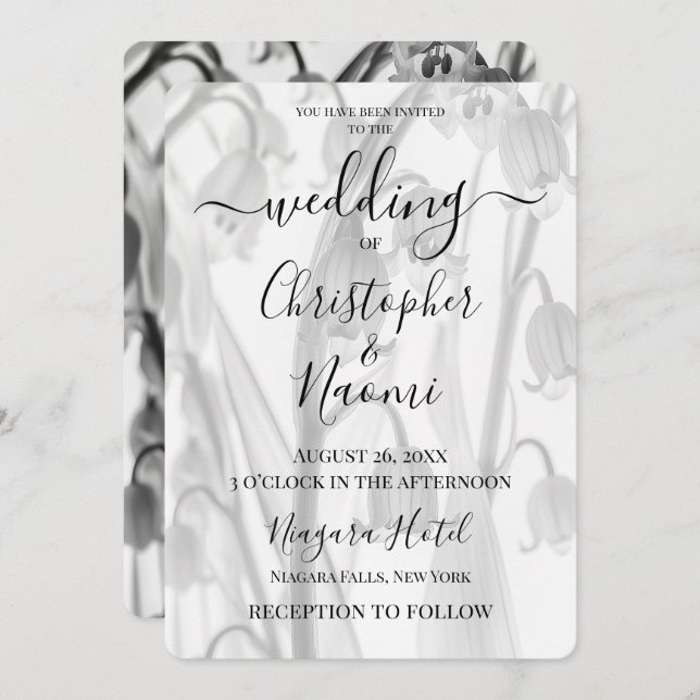 Convite Crie a sua família B&W XRay Lily da Flor do Vale (Frente/Verso)