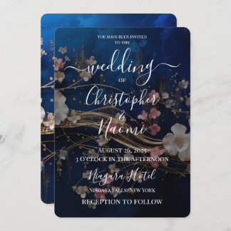 Convite Crie As Suas Próprias Flores Espalhadas Azuis