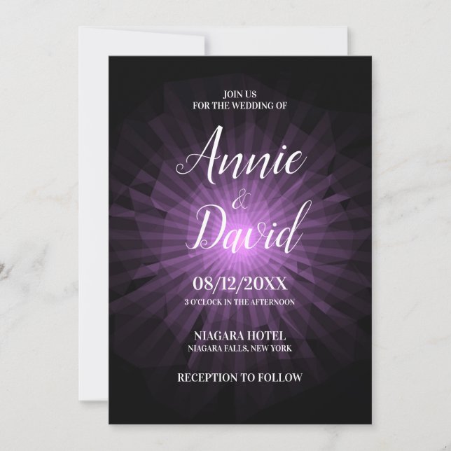 Convite Crie O Seu Próprio Casamento Poligon Sunburst (Frente)