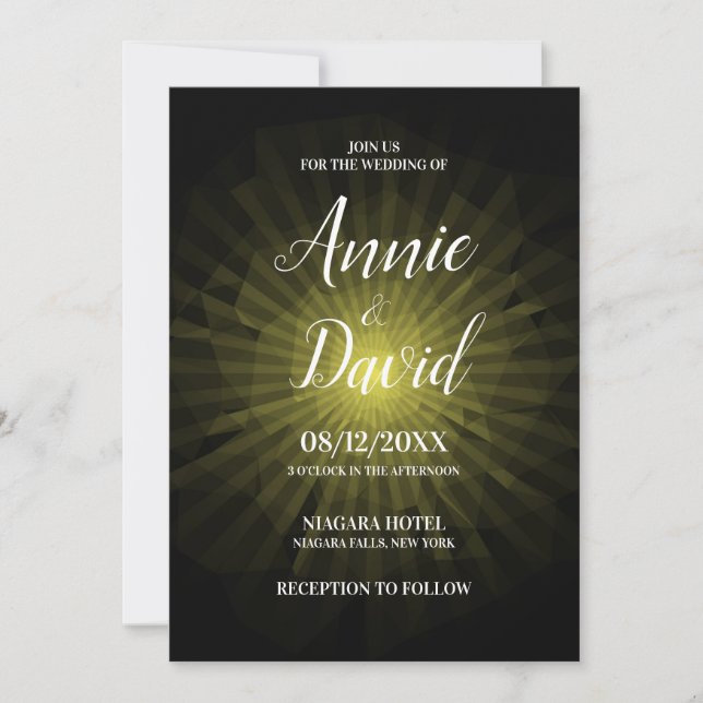 Convite Crie O Seu Próprio Casamento Poligon Sunburst (Frente)