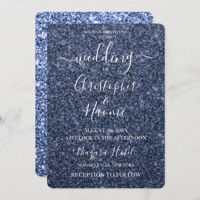 Convite Crie O Seu Próprio Lux Wedter Glitter Impressão (Frente/Verso)